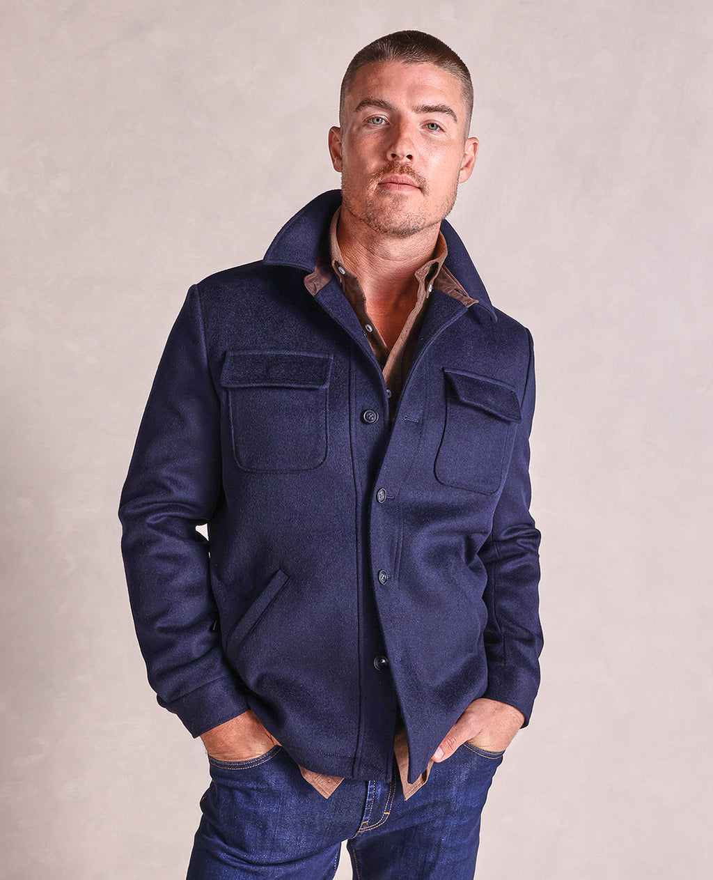 The Bedford - Wool/Cashmere Chore Jacket - Navy